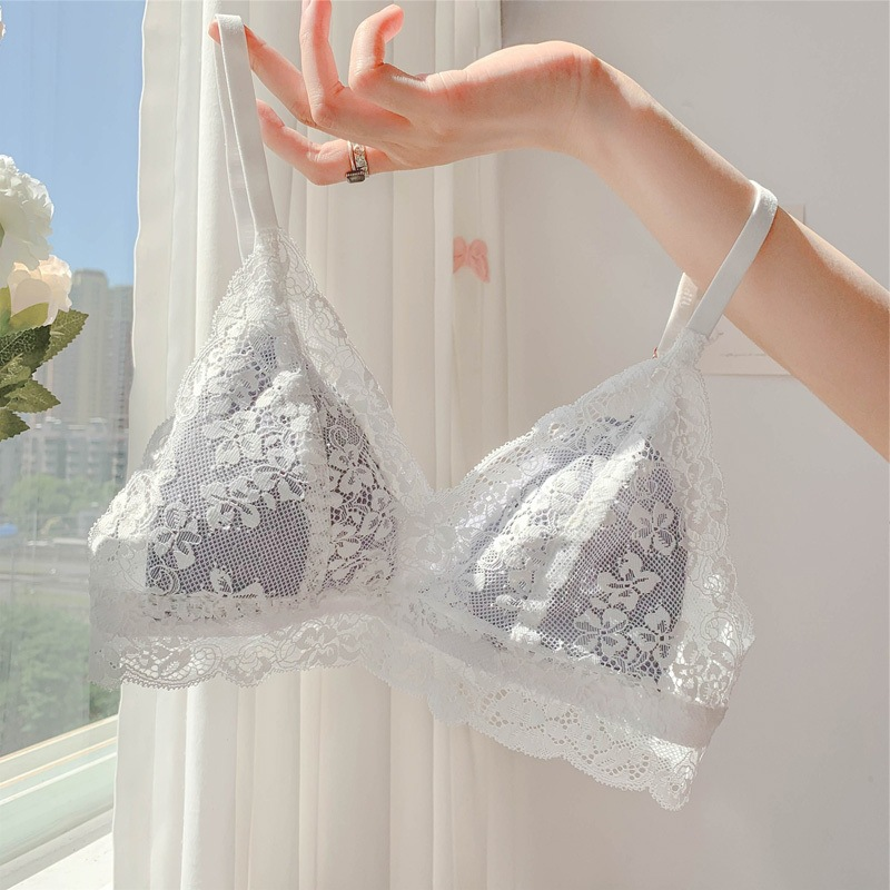 French Style Wireless Bra - Ultra Thin Summer Bralette, Triangle Cup Push Up, No Underwire Comfort Lingerie