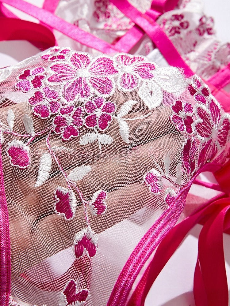 Sexy Sheer Lace Lingerie Set for Women – Tempting Transparent Bra & Panty Uniform with Push-Up Support, Flirty See-Through Design