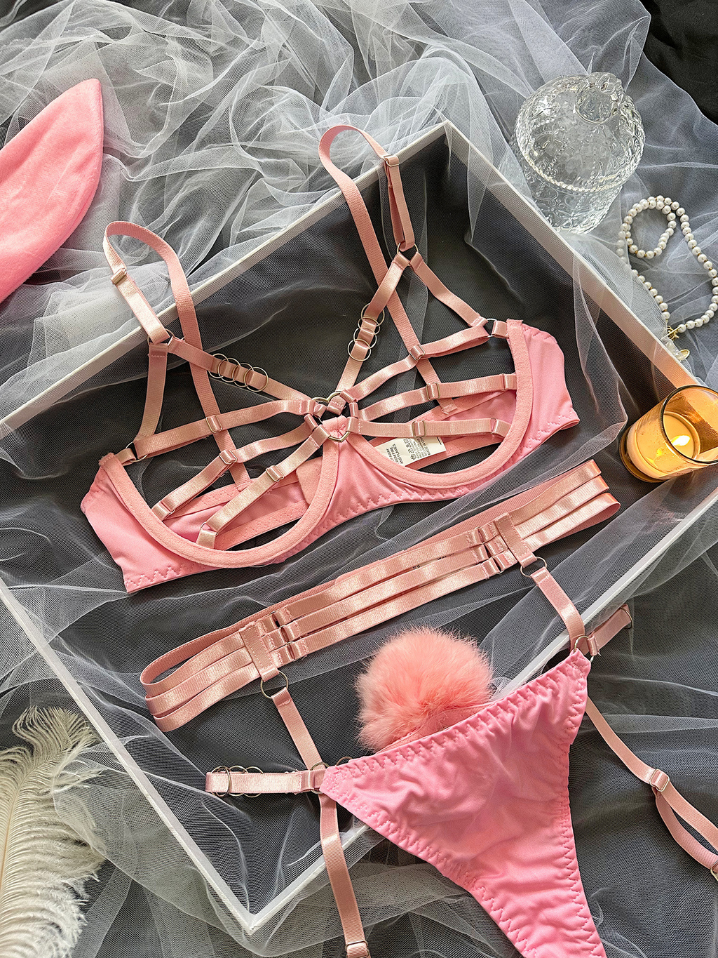 Hot Sexy Hollow-Out Bunny Lingerie Se 5-Piece Role Play Costume for Bold Women