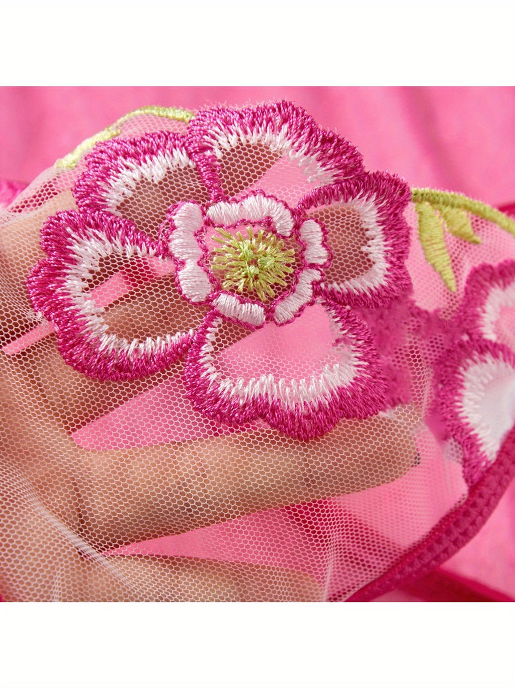 European Style Mesh Lingerie Set Delicate Floral Dress with Thong, Elegant & Sensual Nightwear for Women