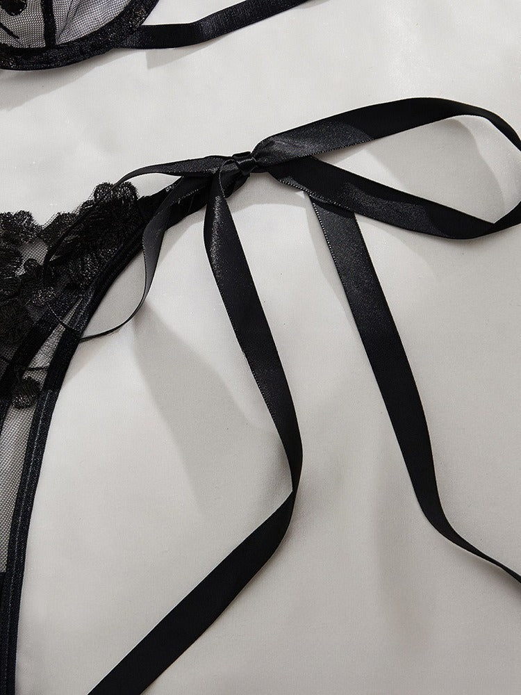 Sexy Sheer Lace Lingerie Set for Women – Tempting Transparent Bra & Panty Uniform with Push-Up Support, Flirty See-Through Design