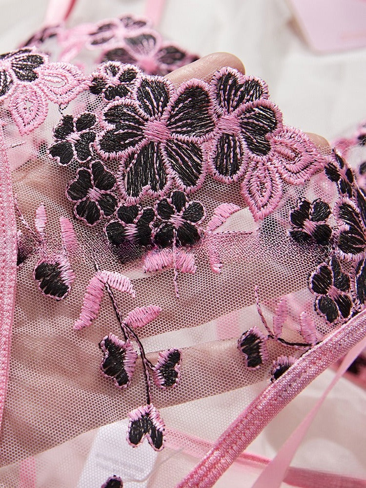 Sexy Sheer Lace Lingerie Set for Women – Tempting Transparent Bra & Panty Uniform with Push-Up Support, Flirty See-Through Design