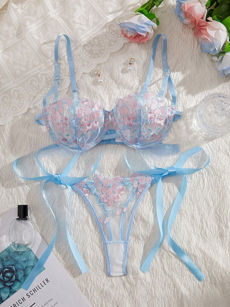 Sexy Sheer Lace Lingerie Set for Women – Tempting Transparent Bra & Panty Uniform with Push-Up Support, Flirty See-Through Design