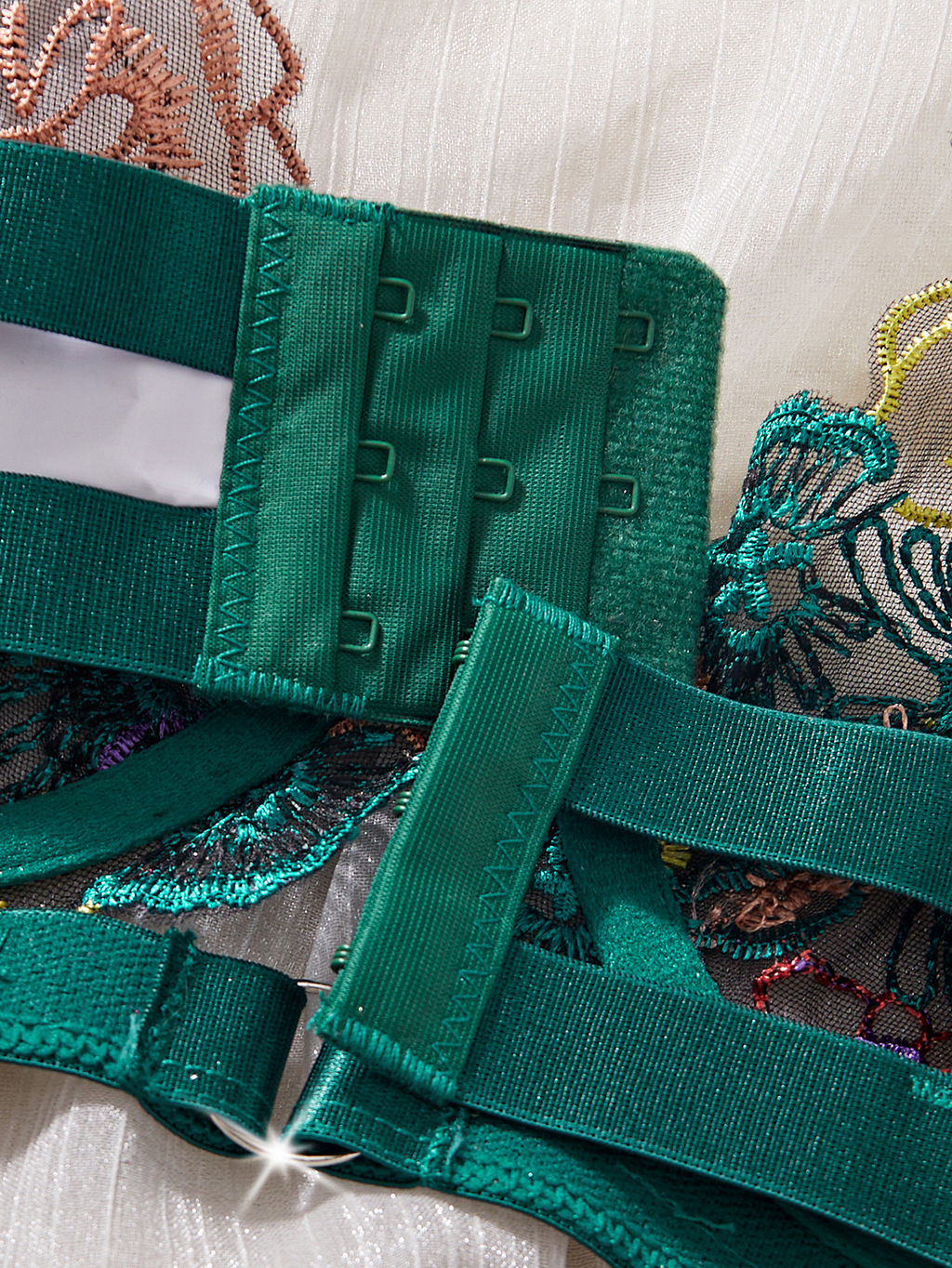 High-end Color Embroidered Sexy Lace Underwire Push-up Waist-Shaping Sheer Slimming Erotic Bodysuit