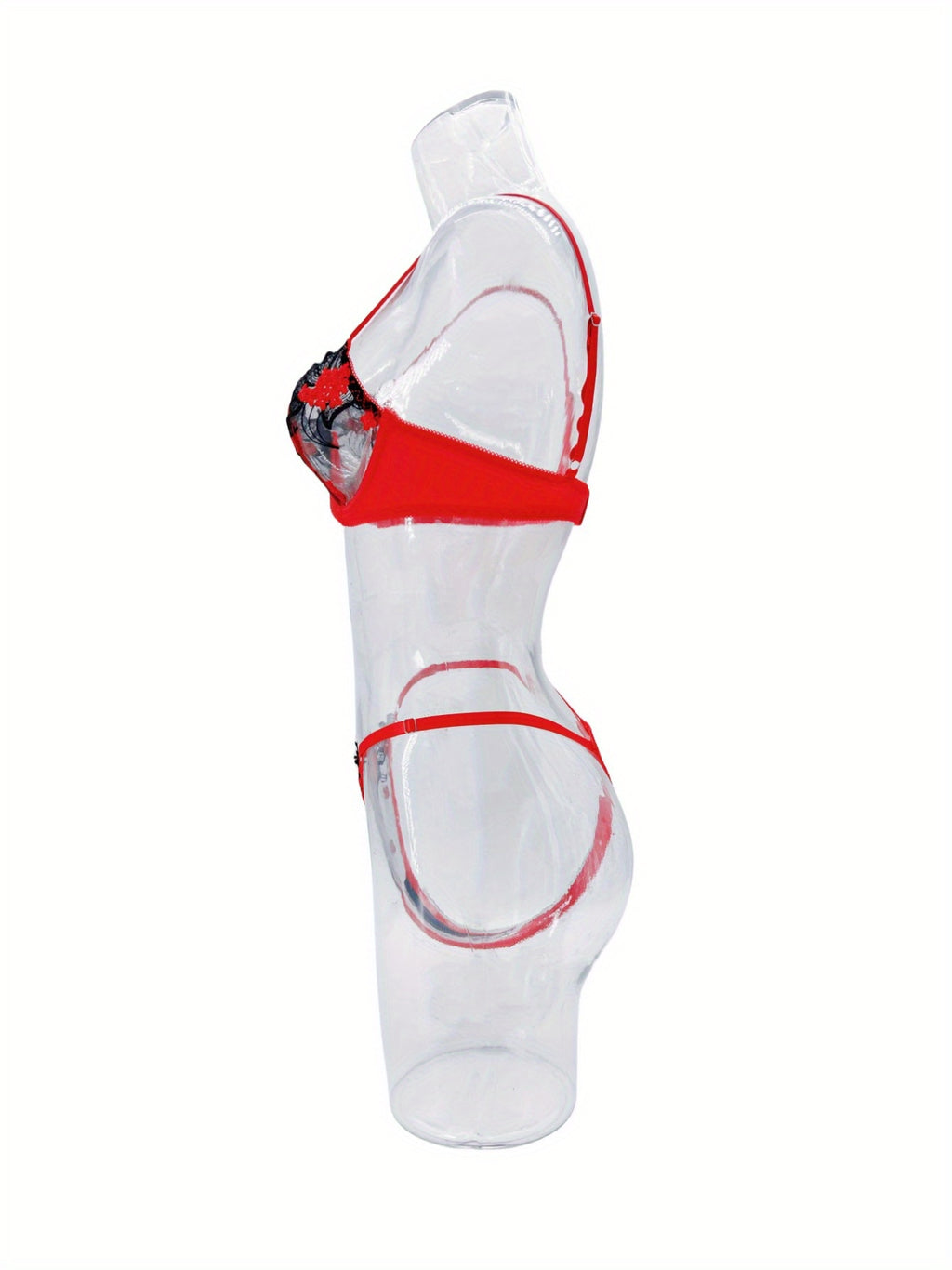 Valentine's Day Lingerie Set - Sheer Mesh Bra & G-String with Adjustable Straps, Sexy See-Through Teddy, Romantic Gift for Her, Soft Stretchy Fabric, Comfortable All Day Wear