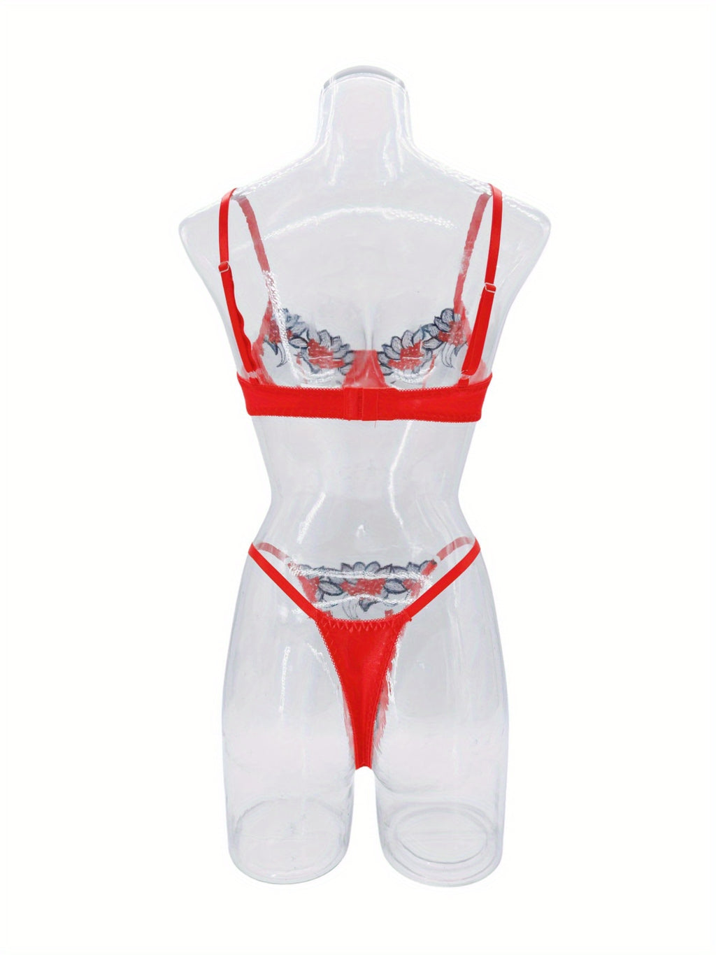 Valentine's Day Lingerie Set - Sheer Mesh Bra & G-String with Adjustable Straps, Sexy See-Through Teddy, Romantic Gift for Her, Soft Stretchy Fabric, Comfortable All Day Wear