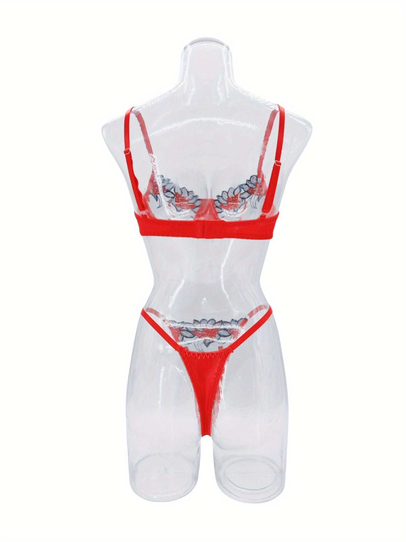 Valentine's Day Lingerie Set - Sheer Mesh Bra & G-String with Adjustable Straps, Sexy See-Through Teddy, Romantic Gift for Her, Soft Stretchy Fabric, Comfortable All Day Wear