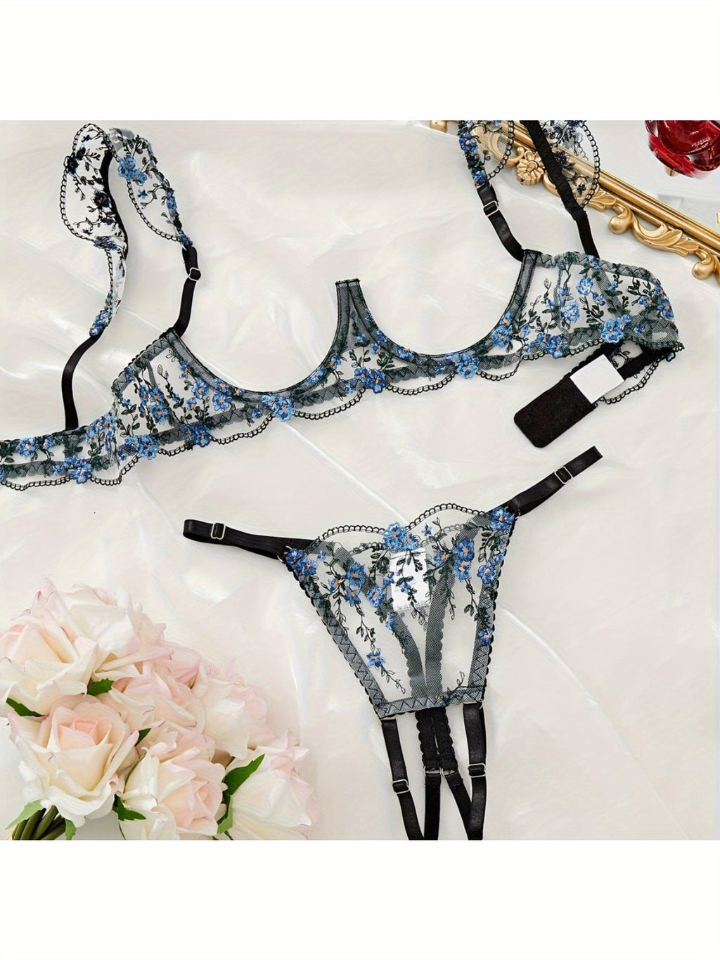 Animal Print Lingerie Set - Sheer Mesh Bra & G-String with Adjustable Crisscross Straps Sexy Cheetah Bralette Breathable & Stretchy for Clubwear, No Slip Design